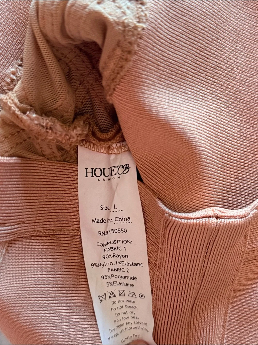 House of CB pink tan bodycon geometric bandage mini dress - Picture 7 of 8
